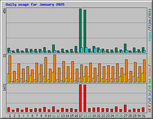 Daily usage for January 2025