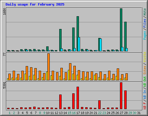 Daily usage for February 2025