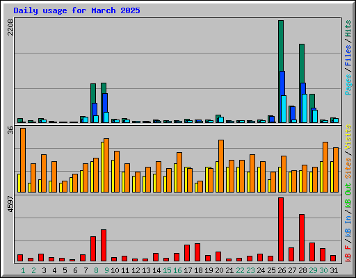 Daily usage for March 2025