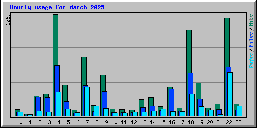 Hourly usage for March 2025